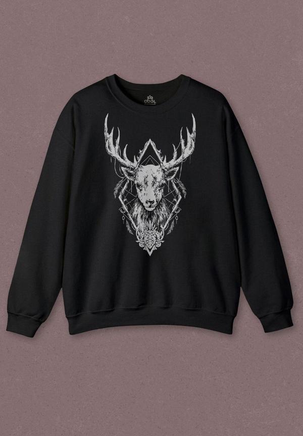Unisex Sweatshirt Geyik Animal Street Culture Baskılı Sweat - Image 1