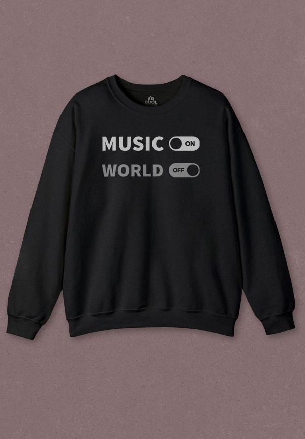 Unisex Sweatshirt Music On World Off Müzik Dünya Baskılı Sweat - Image 1