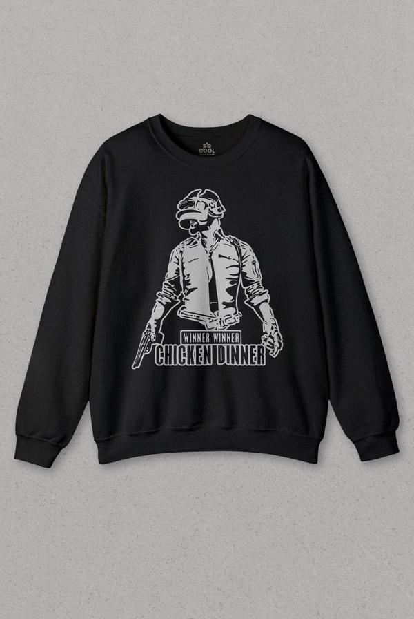 Unisex Siyah Sweatshirt Gamer Oyuncu Playerunknown'S Battlegrounds Pubg Baskılı Sweat - Image 1