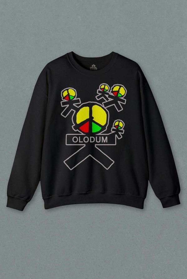 Unisex Siyah Sweatshirt Michael Jackson Olodum Music 80s Retro Baskılı Sweat - Image 1