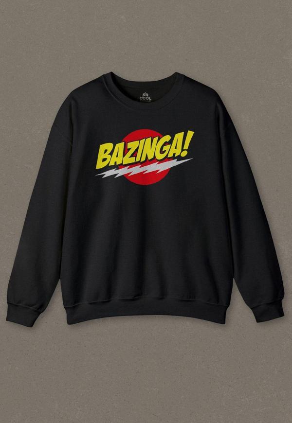 Siyah Unisex Sweatshirt Bazinga Şaka The Big Bang Theory Sheldon Funny Baskılı Sweat - Image 1