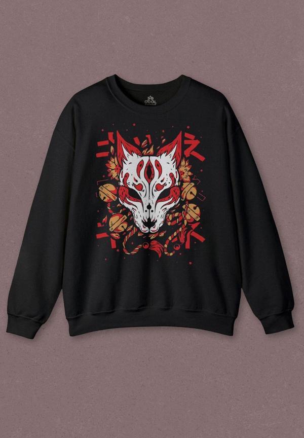 Unisex Sweatshirt Kitsune Mask Japanese Japon Kültür Baskılı Sweat - Image 1