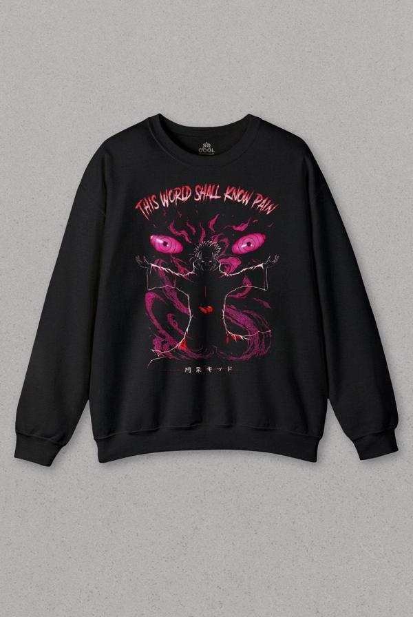 Unisex Sweatshirt Anime Pain Retro Harajuku Japanese Japonca Urban Baskılı Sweat - Image 1