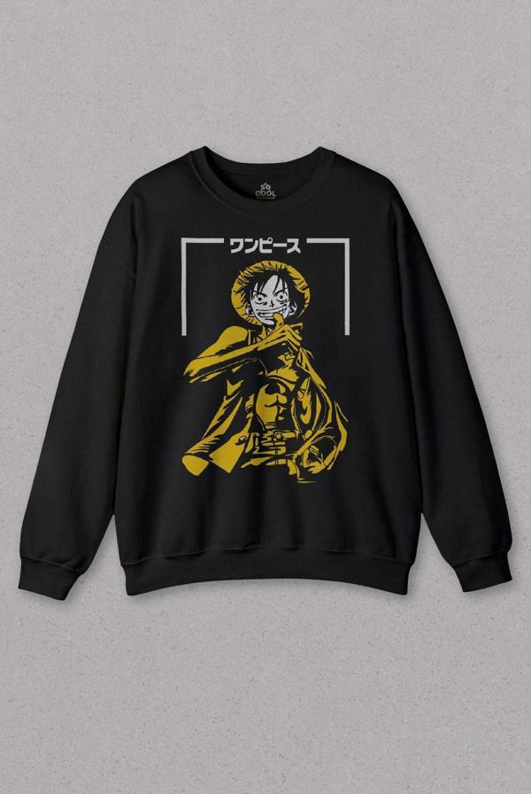 Unisex Sweatshirt One Piece Anime Dizi Japonca Japanese Wear Baskılı Sweat - Image 1
