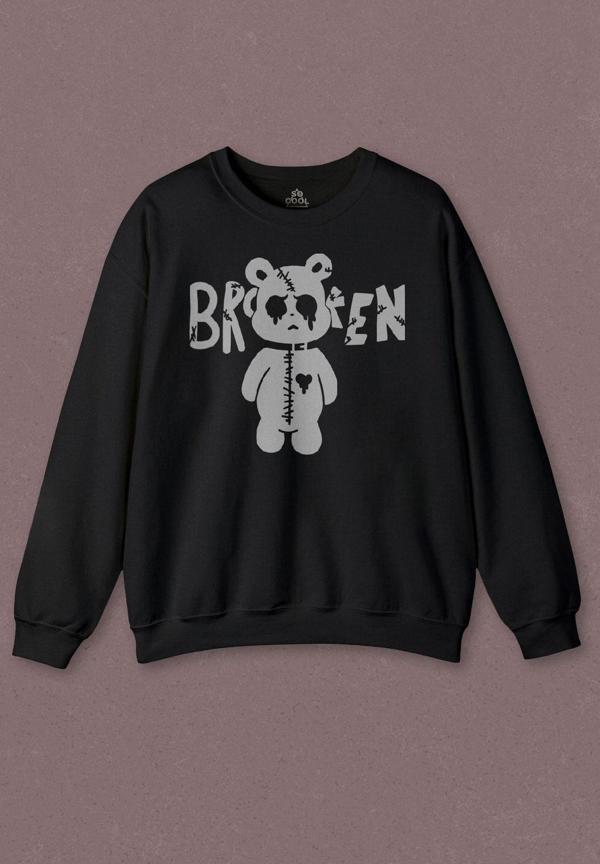 Unisex Sweatshirt Broken Bear Mutsuz Ayıcık Baskılı Sweat - Image 1
