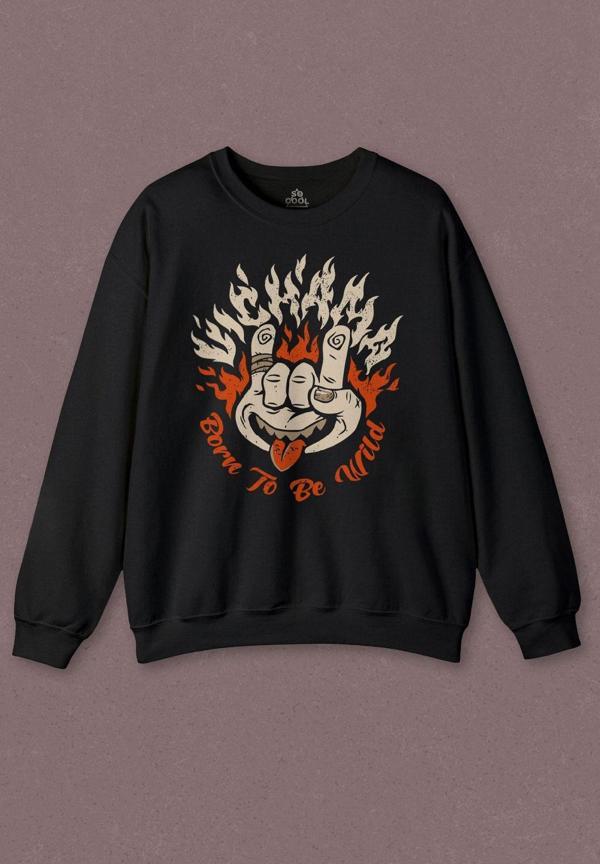 Unisex Sweatshirt Born To Be Wild Rock And Roll Music Müzik Baskılı Sweat - Image 1