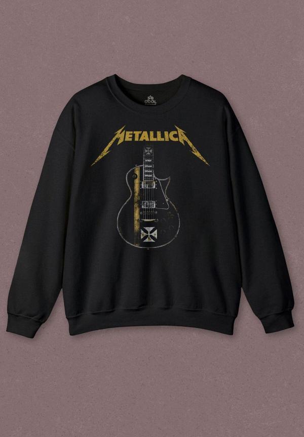 Unisex Sweatshirt Metallica Iron Cross Gitar Baskılı Sweat - Image 1