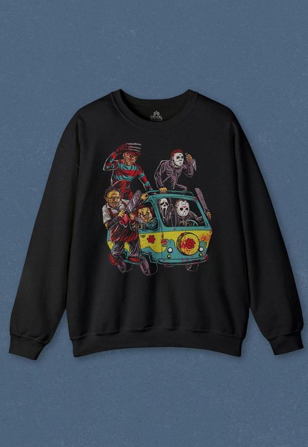 Unisex Sweatshirt Korku Filmi Halloween Chucky Freddy Cadılar Movie Film Sinema Baskılı Sweat - Image 1