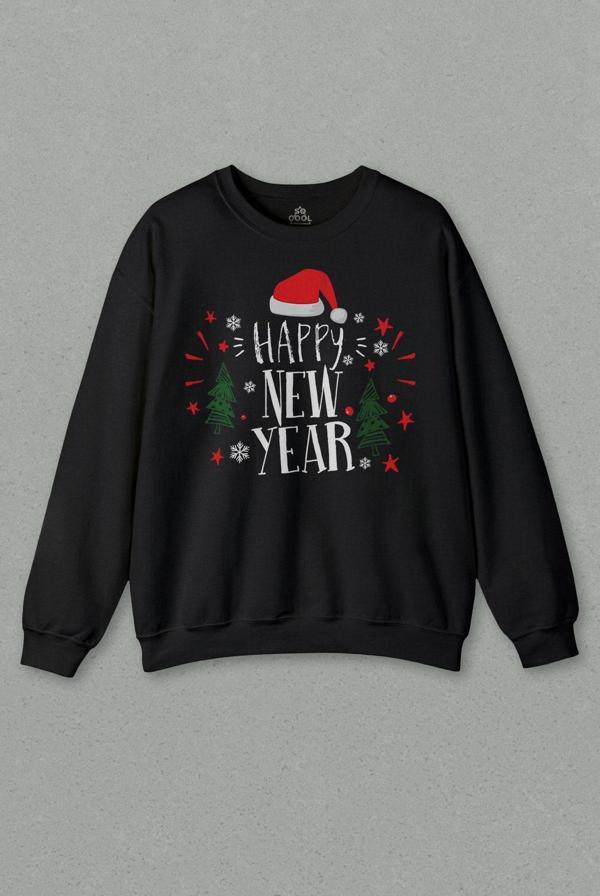 Unisex Sweatshirt Happy New Year 2024 Yeni Yıl Hediye Noel Yılbaşı Baskılı Sweat - Image 1