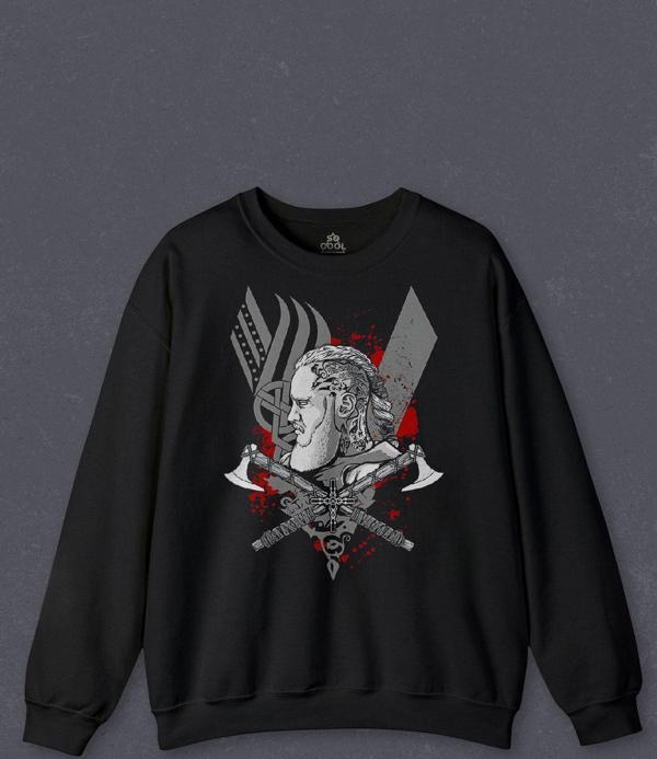 Unisex Sweatshirt Vikings Ragnar Lothbrok Vikingler Savaşçı Baskılı Sweat - Image 1