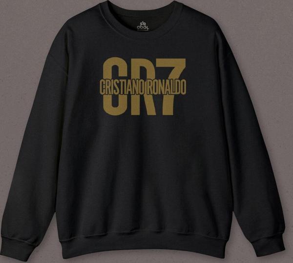  Siyah Baskılı Cristiano Ronaldo Best Footballer Baskılı Sweatshirt - Image 1
