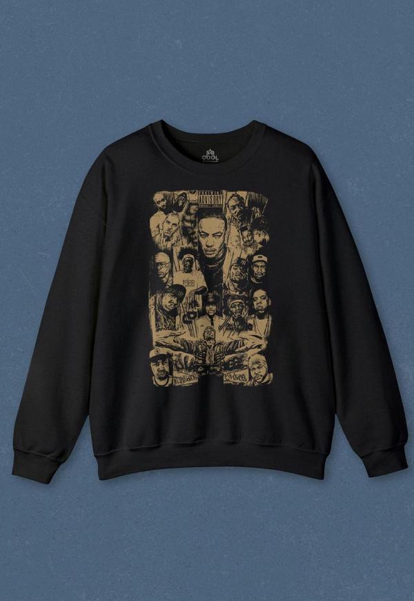 Unisex Sweatshirt Rap Masters Hip Hop Ustalar Dre 2Pac Eminem Biggie Snoop Dogg Baskılı Sweat - Image 1