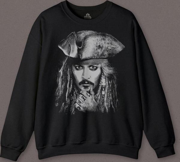 Jhonny Depp Captain Jack Sparrow Karayip Korsanları Pirates Caribbean Baskılı Sweatshirt PSW01S-4230 - Image 1