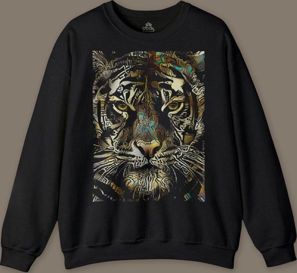 Ormanların Gerçek kralı Vahşi Kaplan Kafası Tiger Baskılı Sweatshirt - Image 1