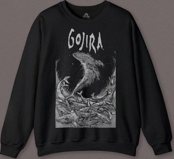 Gojira Balıklar Köpek Balığı Music Baskılı Sweatshirt - Image 1