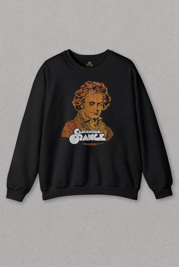 Unisex Sweatshirt Clockwork Orange Otomatik Portakal Kitap Film Siyah Baskılı Sweat - Image 1