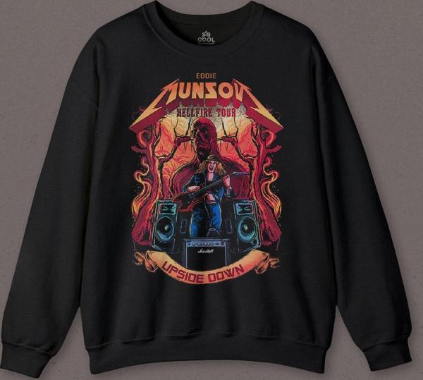Eddie Munson Hell Fire Club Hellfire Tour Baskılı Sweatshirt - Image 1