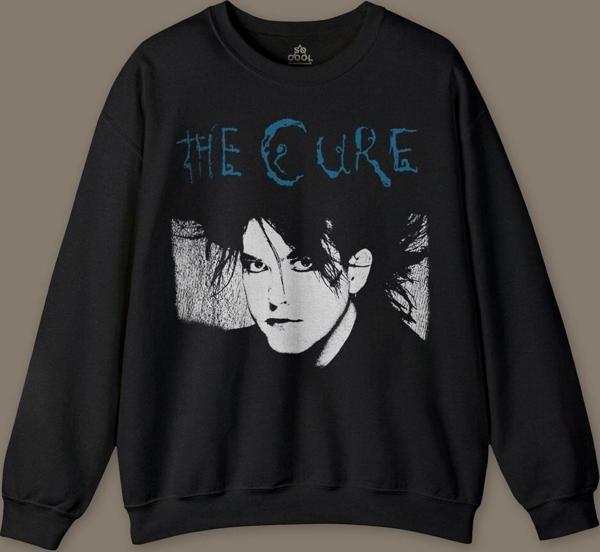 The Cure Robert Smith Vintage Kısa Kollu Baskılı Siyah Baskılı Sweatshirt - Image 1