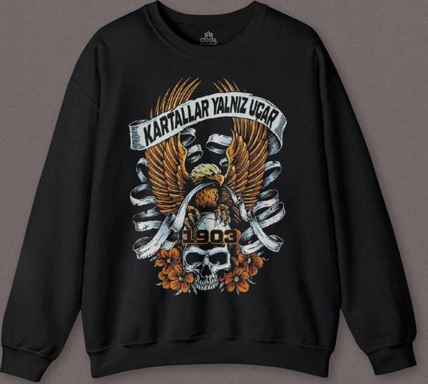Kartal Kartallar Yalnız Uçar Baskılı Baskılı Sweatshirt - Image 1