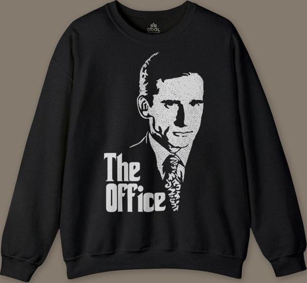 The Office Michael Scott Godfather Dunder Mifflin Baskılı Siyah Baskılı Sweatshirt - Image 1