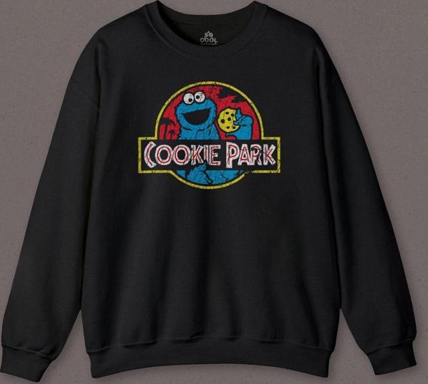 Kurabiye Canavarı Cookie Jurassic Park Baskılı Sweatshirt - Image 1