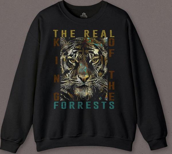 Ormanların Gerçek kralı Vahşi Kaplan Kafası Tiger Baskılı Sweatshirt PSW01S-4250 - Image 1
