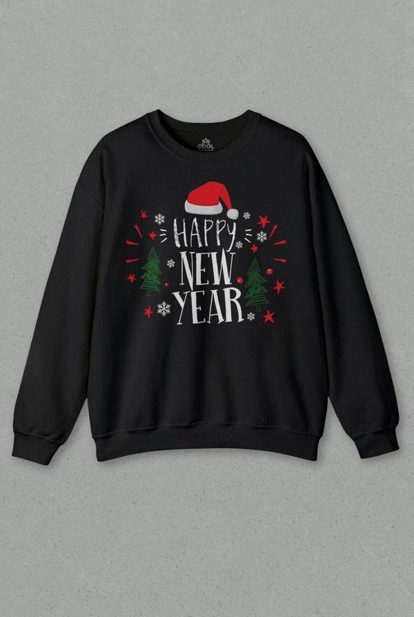 Unisex Sweatshirt Happy New Year 2024 Yeni Yıl Hediye Noel Yılbaşı Baskılı Sweat - Image 1