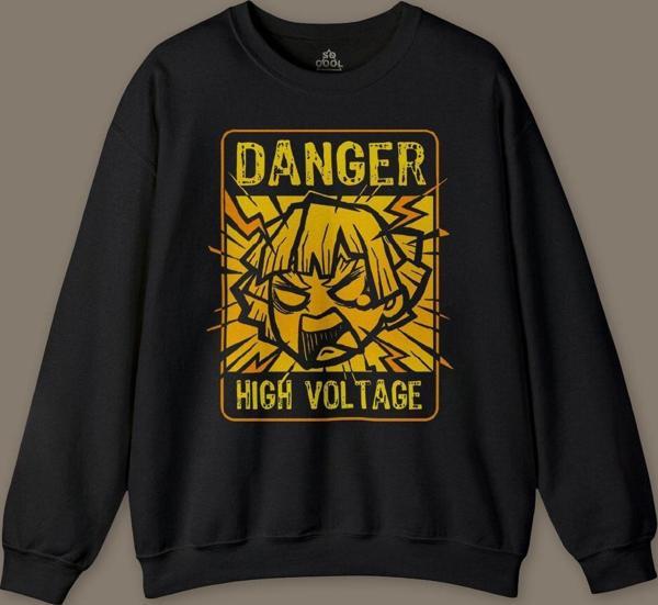 Demon Slayer Tişört Zenitsu Anime Tanjiro Nezuko Kısa KolluBaskılı Sweatshirt - Image 1