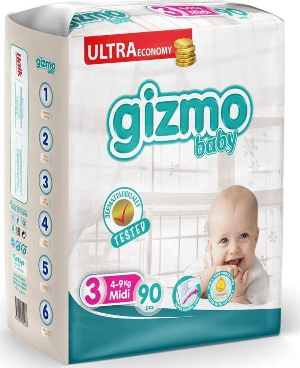 Gizmo Ultra Midi (4 Kg-9 Kg) Bebek Bezi 90 Lı - Image 1