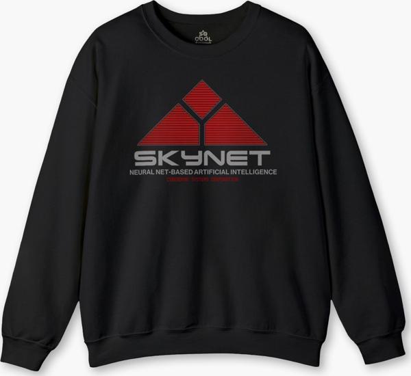 Siyah Sweatshirt Yapay Zeka SkyNet Terminator Artificial Intelligence AI Baskılı Sweat - Image 1