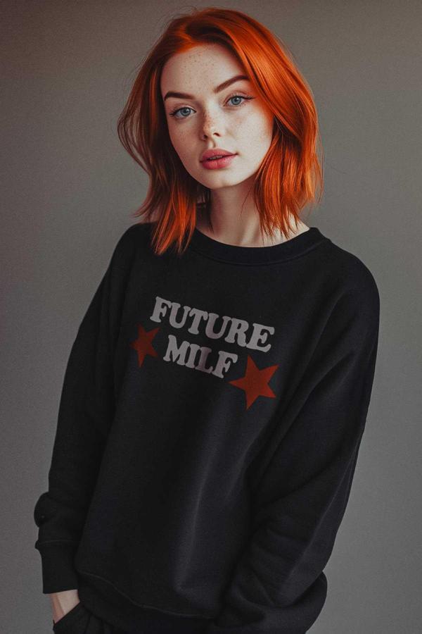 Siyah Sweatshirt Future Milf Y2K Unisex Sweat - Image 1