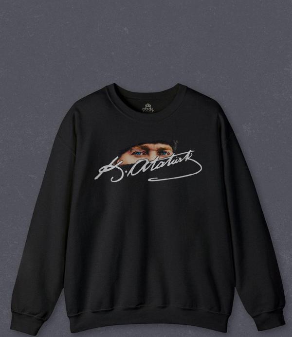 Unisex Sweatshirt Atatürk İmzası Gazi Mustafa Kemal İmzalı Baskılı Sweat - Image 1