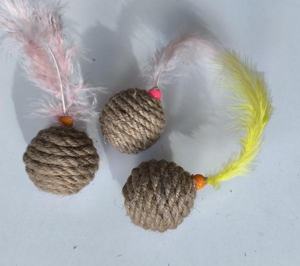Jut Halat Örgü Kedi Oyun Topu 5 cm - Image 1