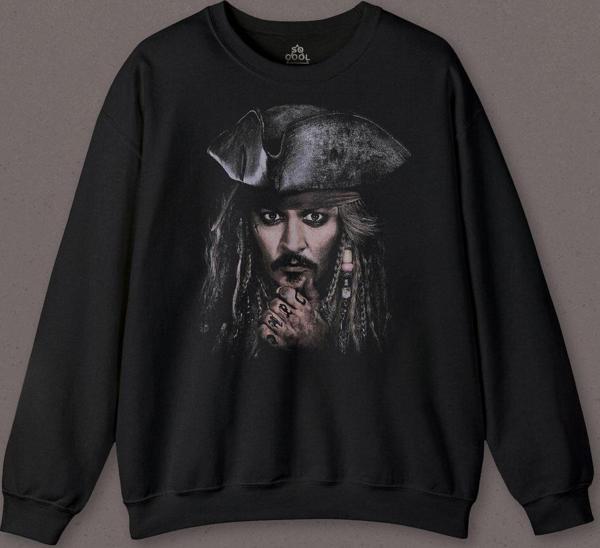 Jhonny Depp Captain Jack Sparrow Karayip Korsanları Pirates Caribbean Baskılı Sweatshirt - Image 1