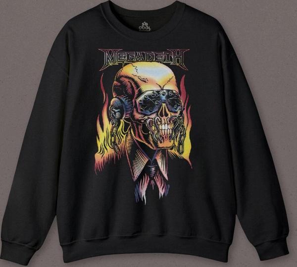 Megadeth Skull Rengareng Lamb Of God Baskılı Sweatshirt - Image 1