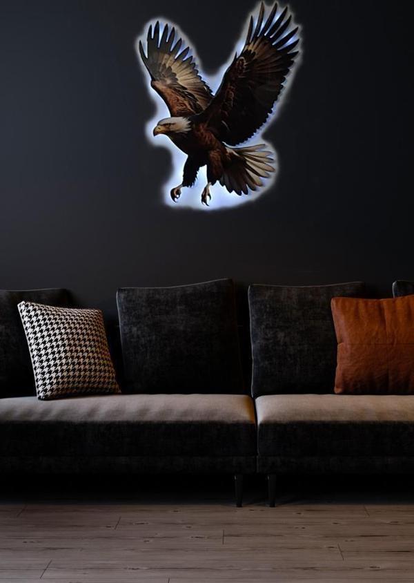 Veraart Epoksili Işıklı Tablo Kartal Temalı Duvar Dekorlu Gece Lambası - Image 1