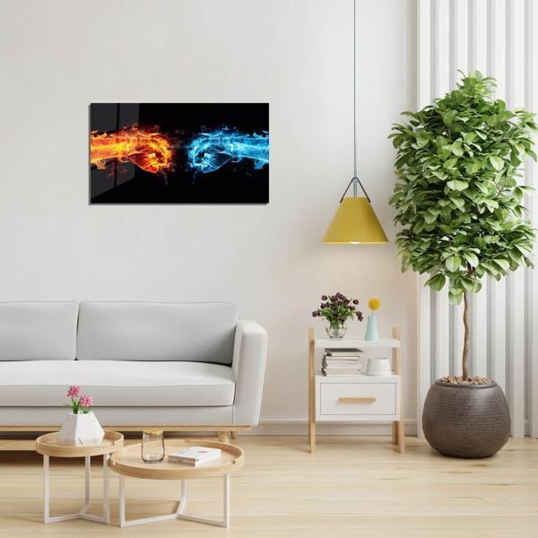 Veraart Soyut Temalı Pleksi Cam Tablo Ateş ve Su - Image 1