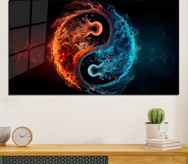 Veraart Soyut Temalı Pleksi Cam Tablo Yin Yang - Image 1