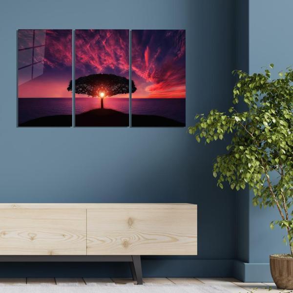 Veraart Doğa 3 lü Set Pleksi Cam Tablo Gün Batımı - Image 1