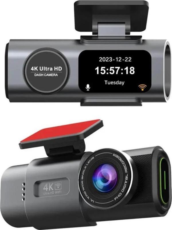 Polham 4K Ön ve Arka Kameralı Araç Kamerası, Wifi, Dahili GPS, G Sensörlü,Gece Görüşlü Araç Kamerası - Image 1