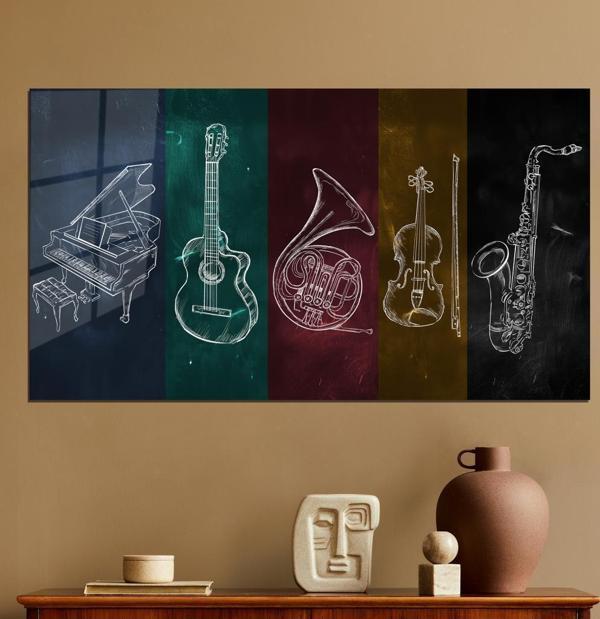 Veraart Müzik Temalı Pleksi Cam Tablo Enstrüman - Image 1