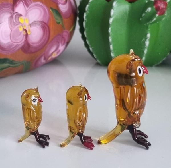 Veraart El Yapımı Murano Cam 3' lü Baykuş Biblo  - Image 1