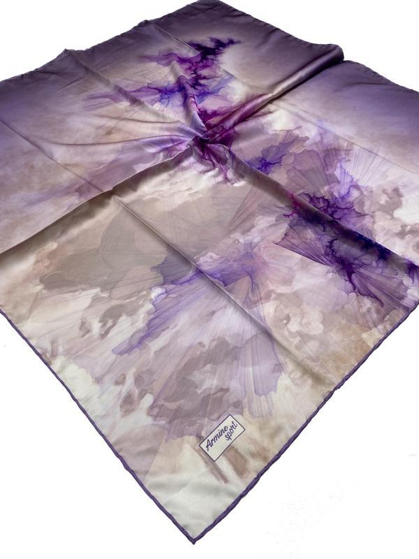 Armine Sport twill (tivil) Nostalji Desen Eşarp Mor Lila - Image 1