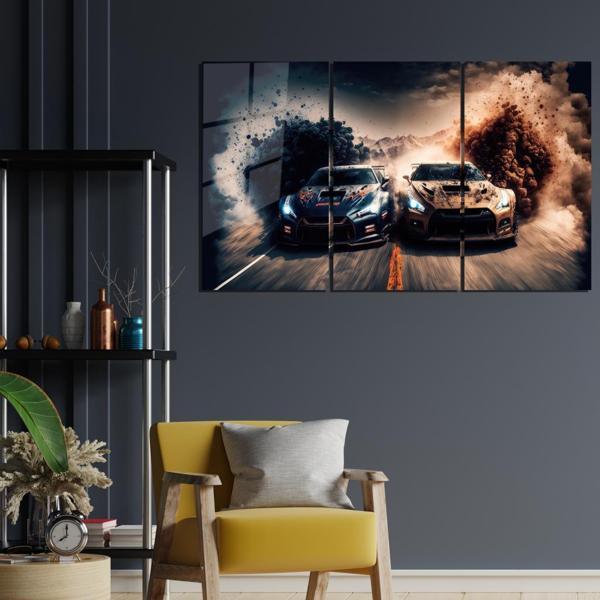 Veraart Araba 3 lü Set Pleksi Cam Tablo Yarış - Image 1