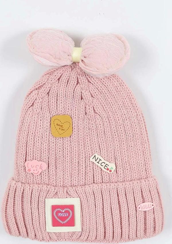Kitti Çocuk Kız Kulaklı Bere (4-8 Yaş) K24130-02 Soft Pembe - Image 1