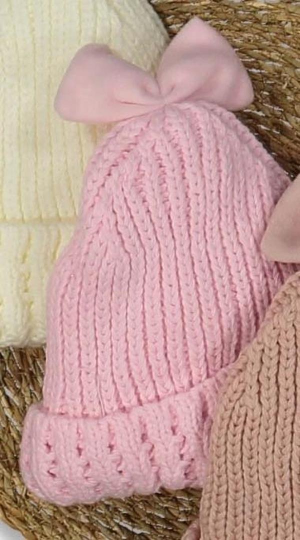 Kitti Bebe Kız Kulaklı Bere (1-4 Yaş) K24120-05 Açık Pembe - Image 1