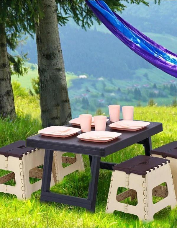 Exent 48 x 38 cm Plastik Katlanır Kamp Sehpası - Image 1