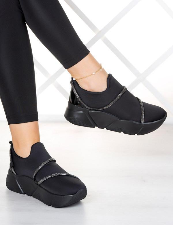 Barbara Gümüş Streç Taşlı Sneaker - Image 1