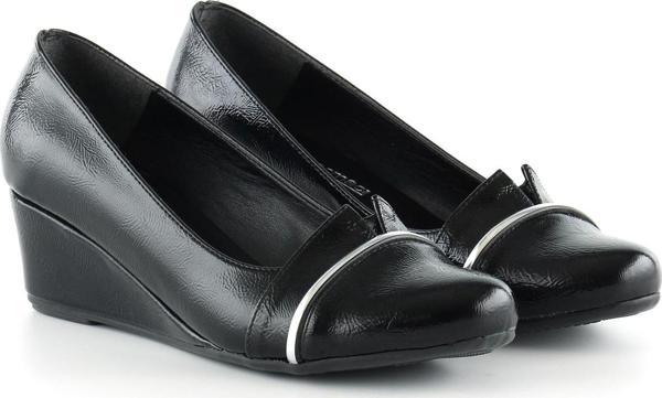 Colel Siyah Rugan Dolgu Topuklu Ayakkabı - Image 1