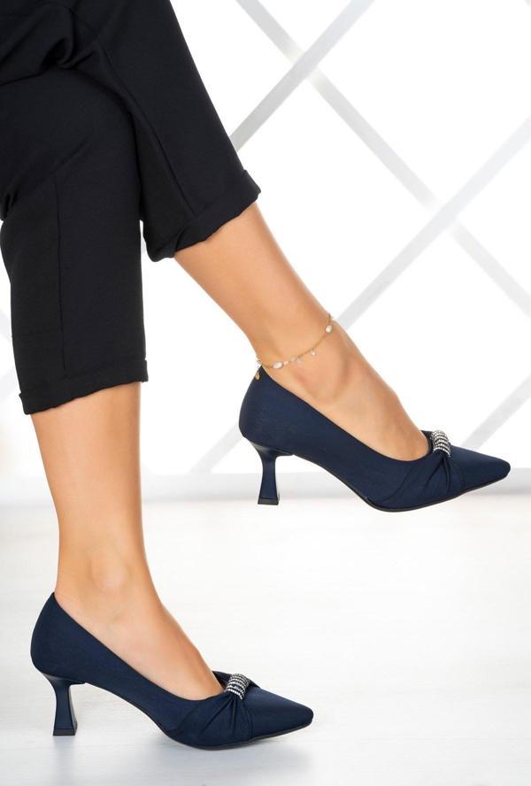 Wendy Lacivert Krep Taş Tasarımlı Ayakkabı - Image 1